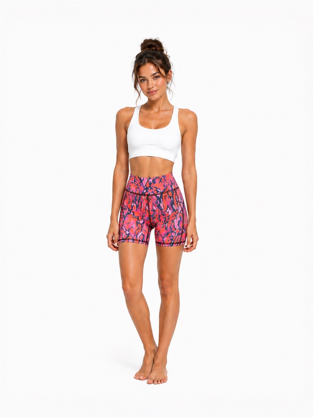 Lululemon Align Biker Shorts Size 0‎ High-Rise Pink Print Women's Active Shorts